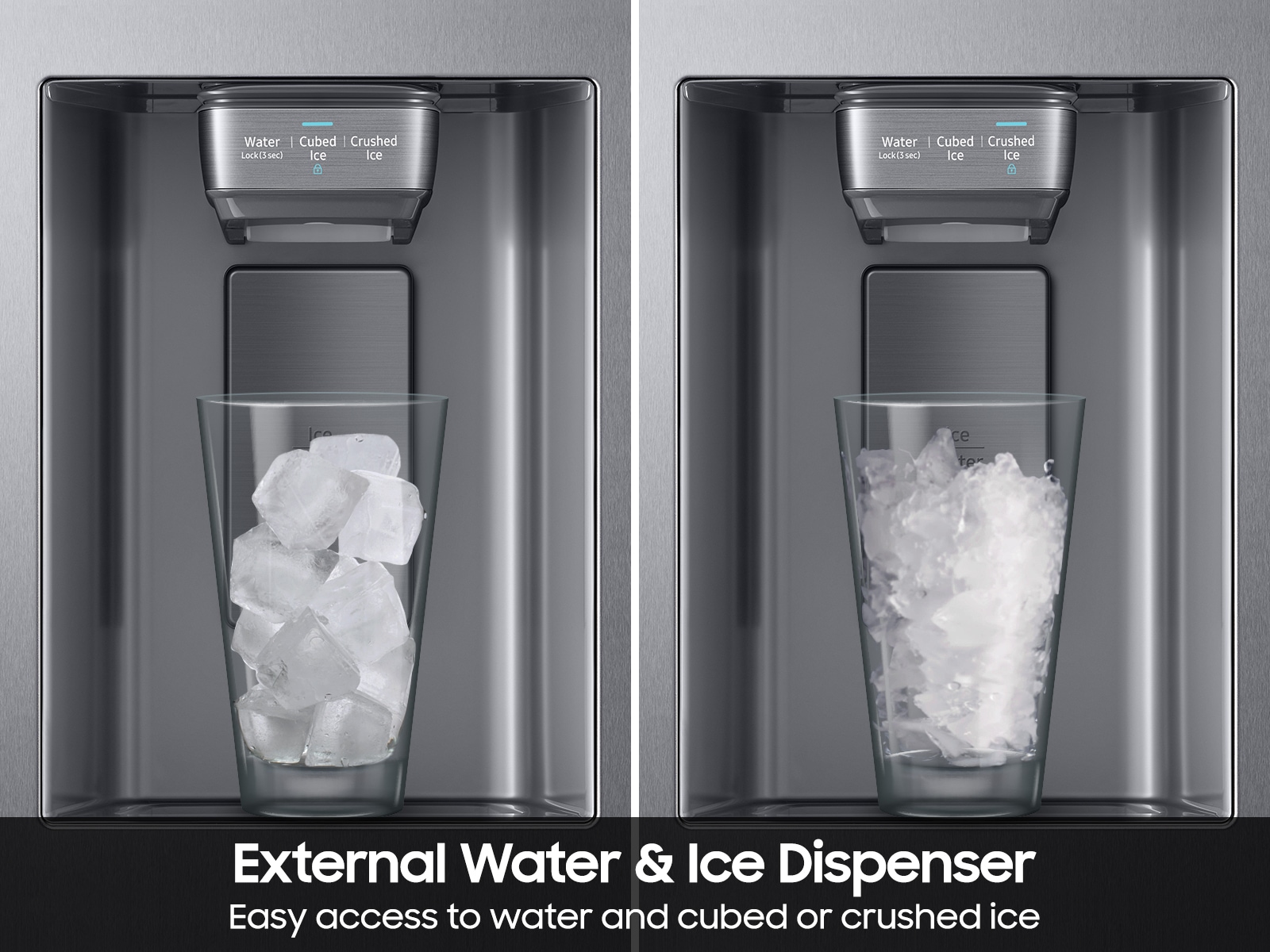 26.7 cu. ft. Large Capacity Side-by-Side Refrigerator with Touch Screen Family Hub™ in Stainless Steel Silver Mirror
