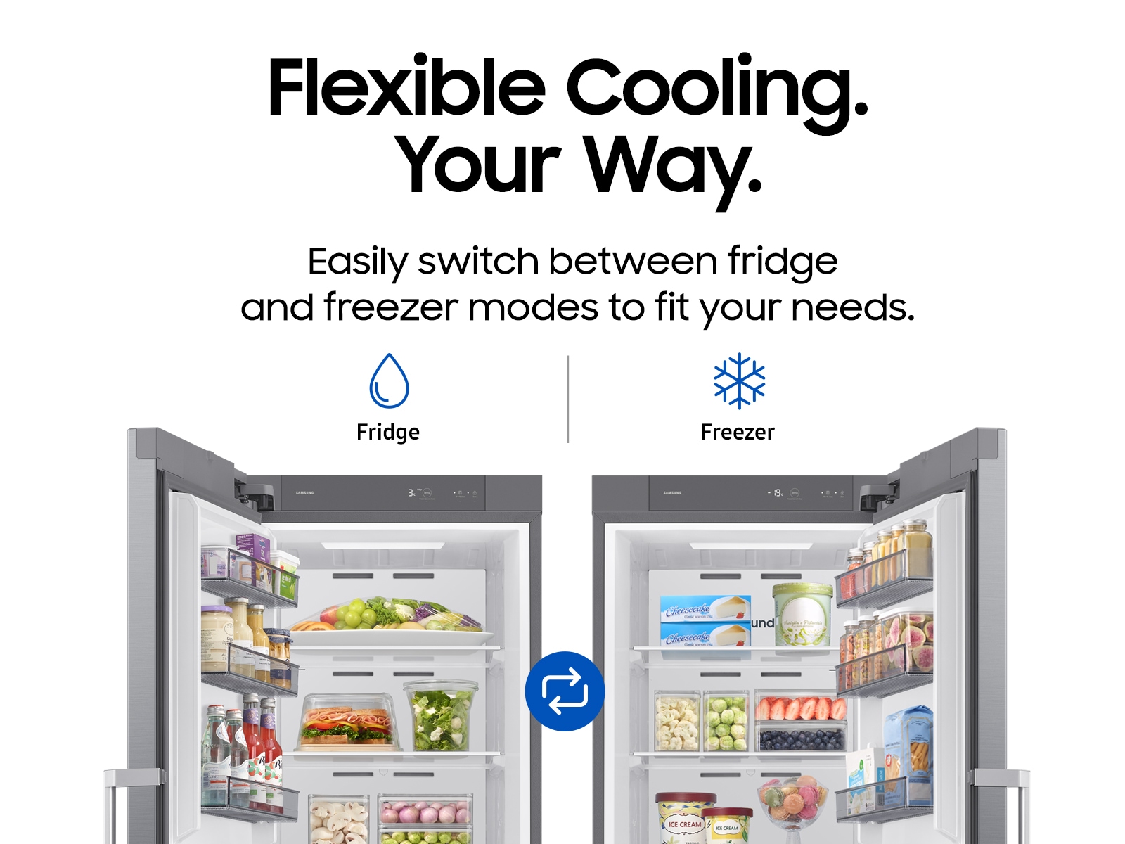 RI80H24 Refrigerator One Door RZ40H32PET Precise Cooling 387L R-Perspective-Flip-Open Silver 