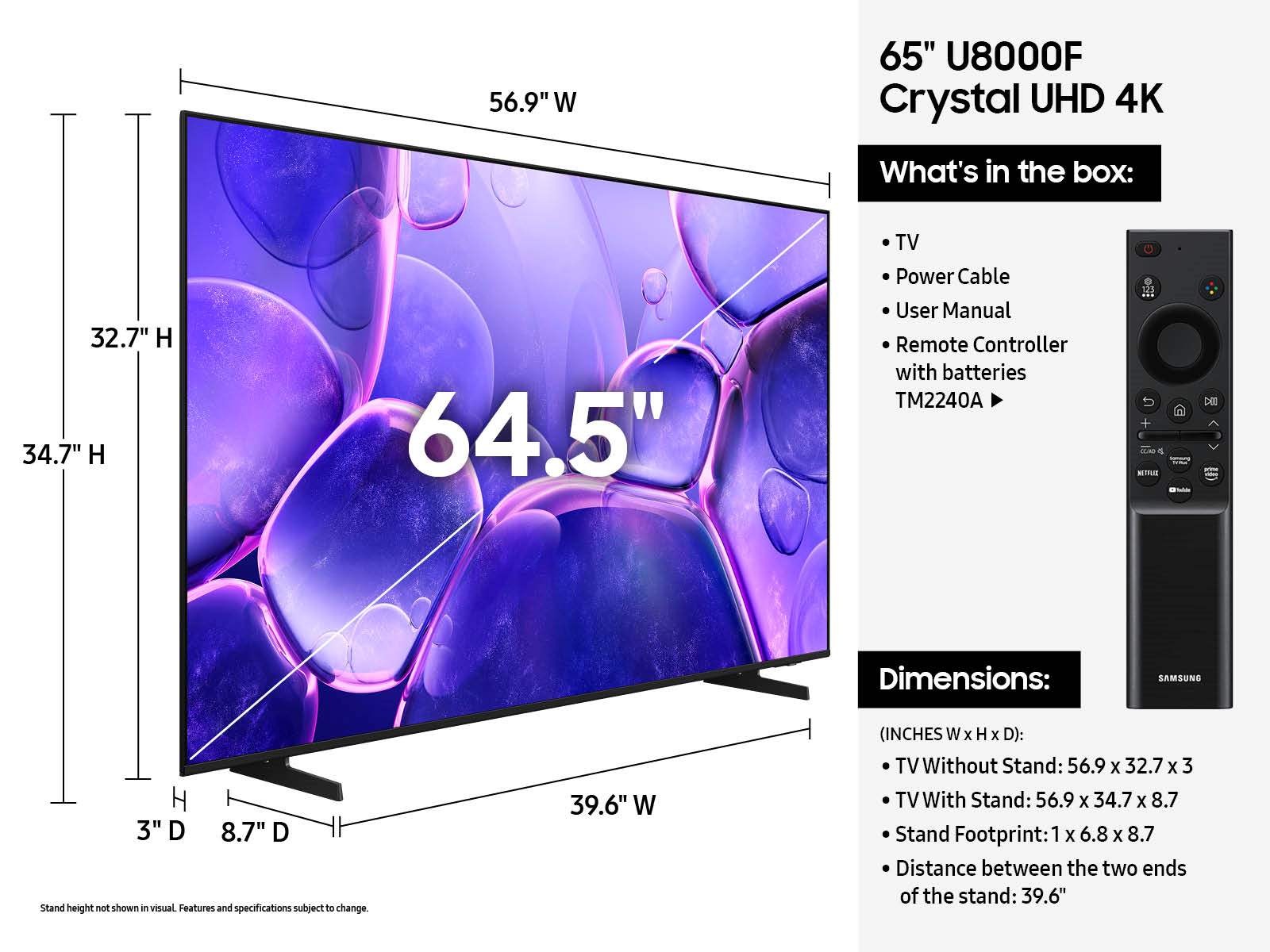 2025 U8000F 65 inch 4K Crystal UHD Smart TV - Price & Reviews | Samsung US