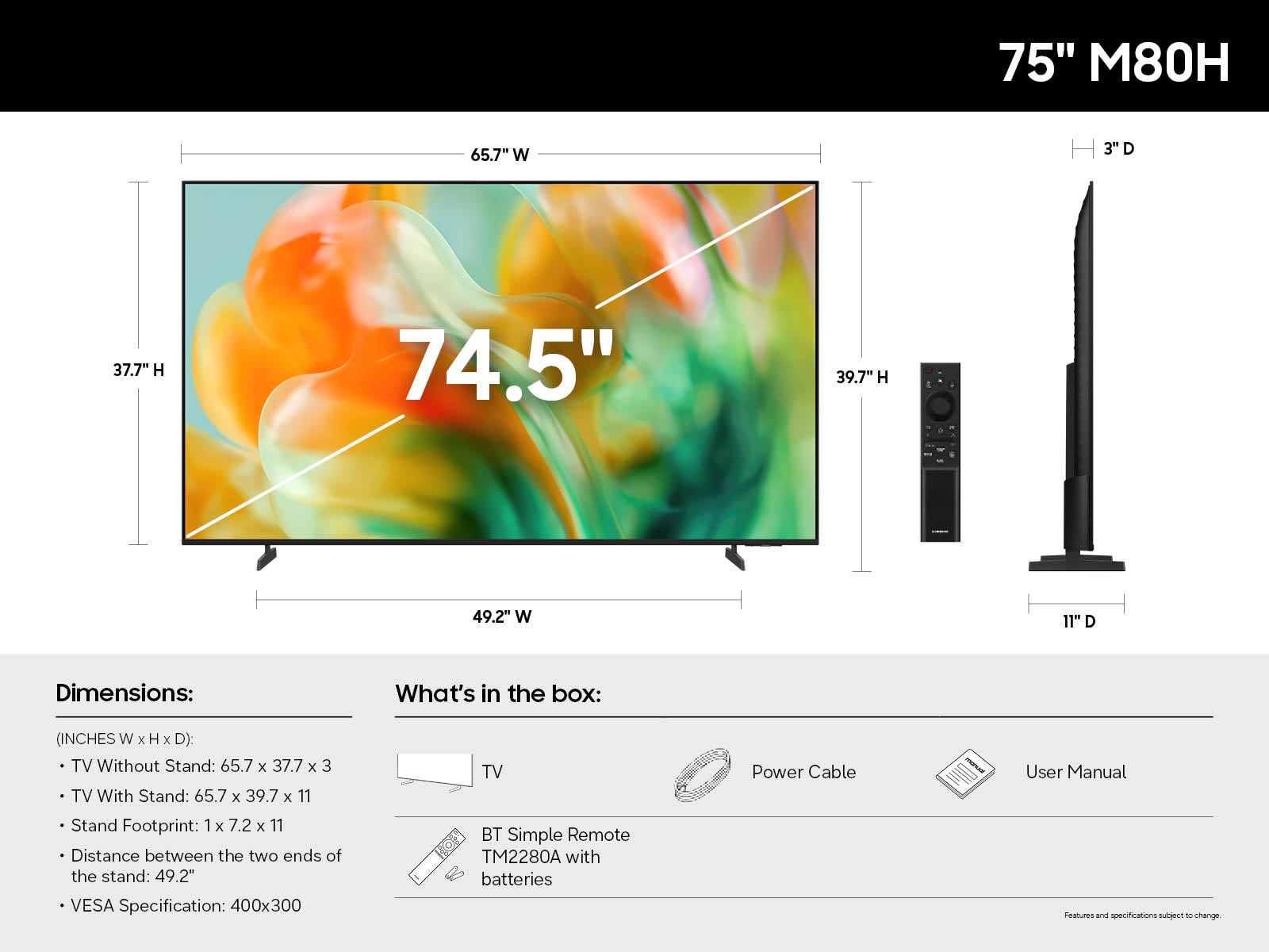 75 Inch Class Mini LED M80H 4K Samsung Vision AI Smart TV (2026) Black