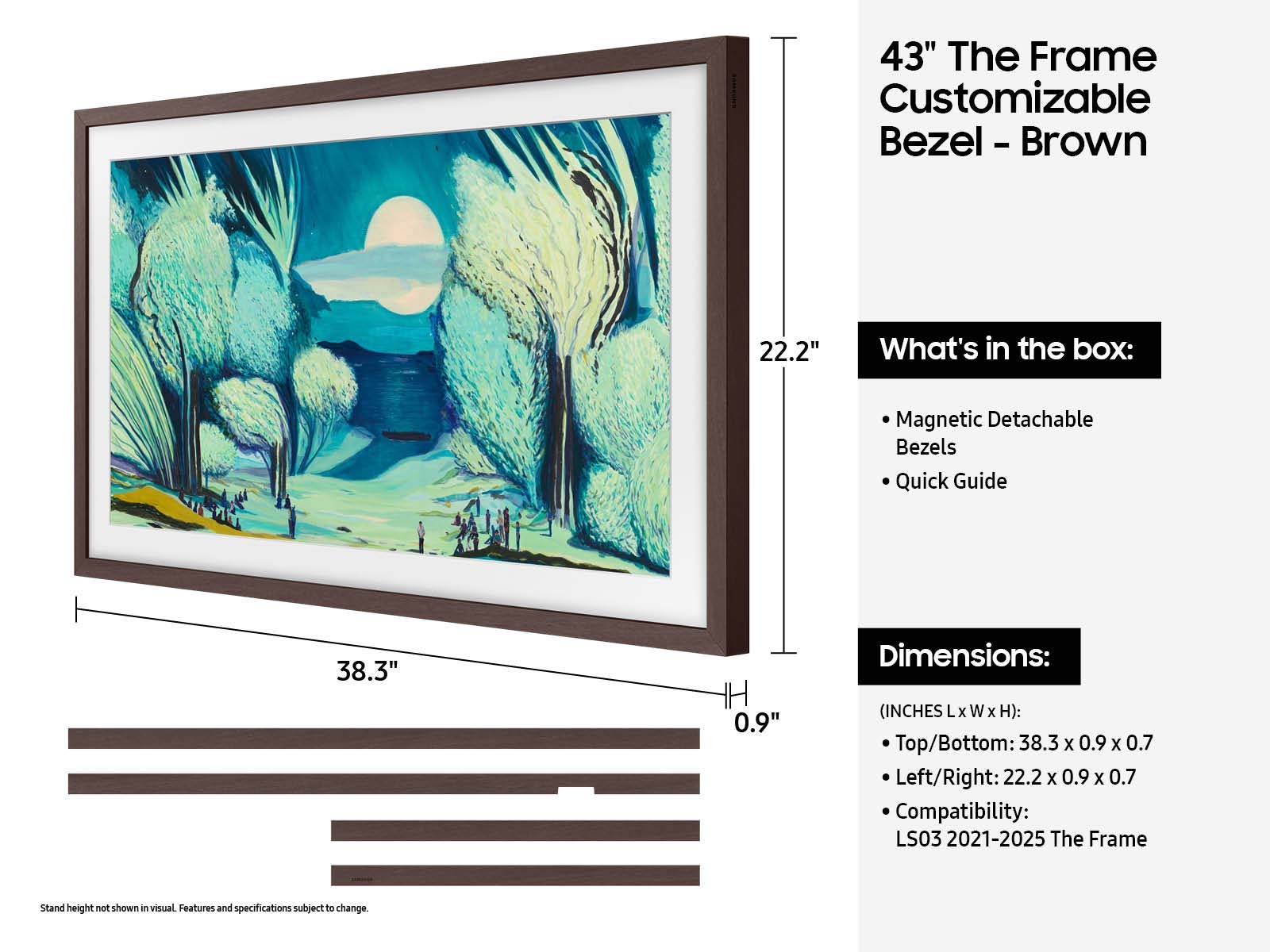 43" The Frame Customizable Bezel - Modern Brown Brown