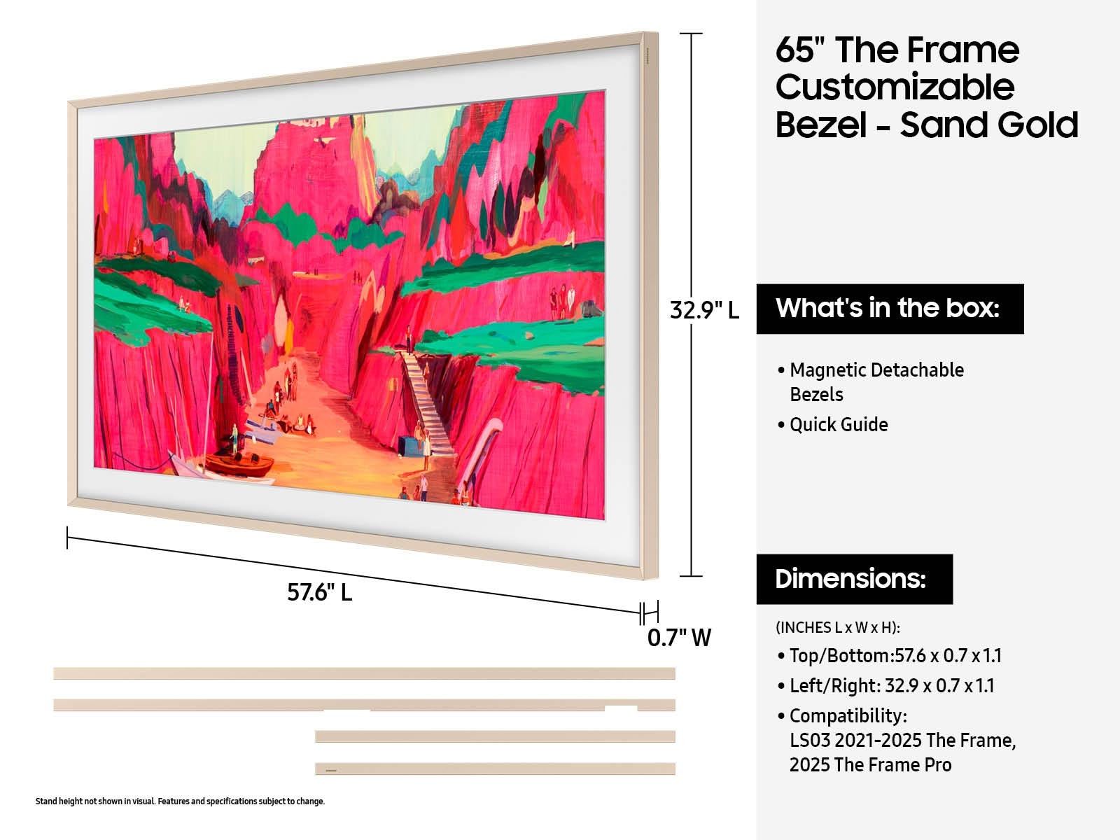 65" The Frame Customizable Bezel -Sand Gold Metal Sand Gold