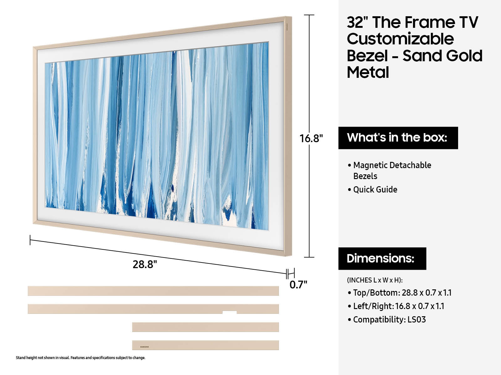 32 Inch The Frame Customizable Bezel -Sand Gold Metal Amber Brown