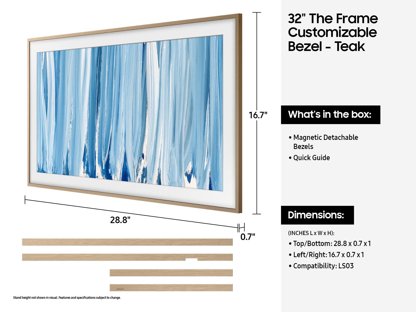 32 Inch The Frame Customizable Bezel -Modern Teak Amber Brown