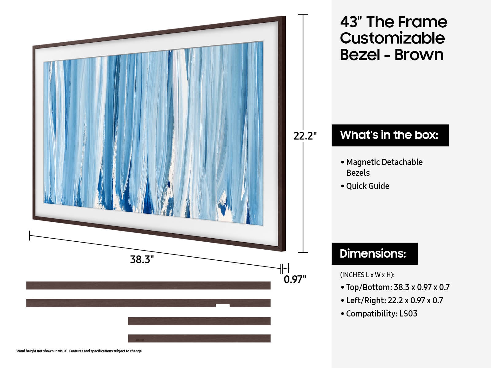 43 Inch The Frame Customizable Bezel -Modern Brown Amber Brown