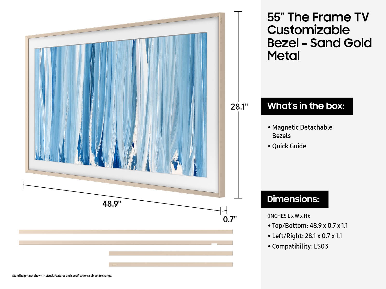 55 Inch The Frame Customizable Bezel -Sand Gold Metal Sand Gold Metal