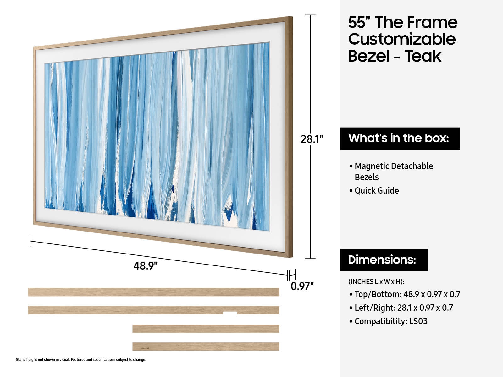 55 Inch The Frame Customizable Bezel -Modern Teak Modern Teak