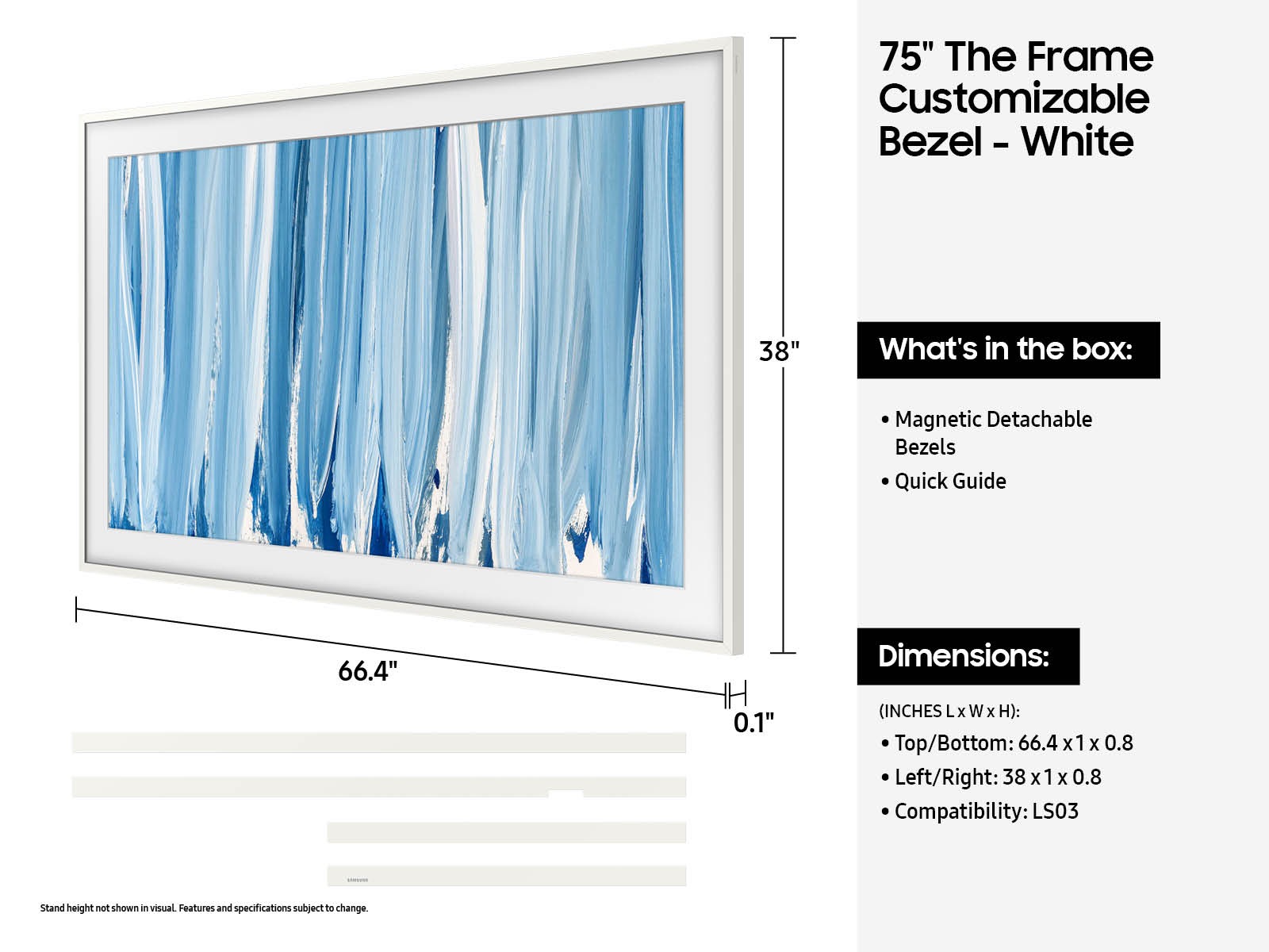 75 Inch The Frame Customizable Bezel -Modern White Modern White