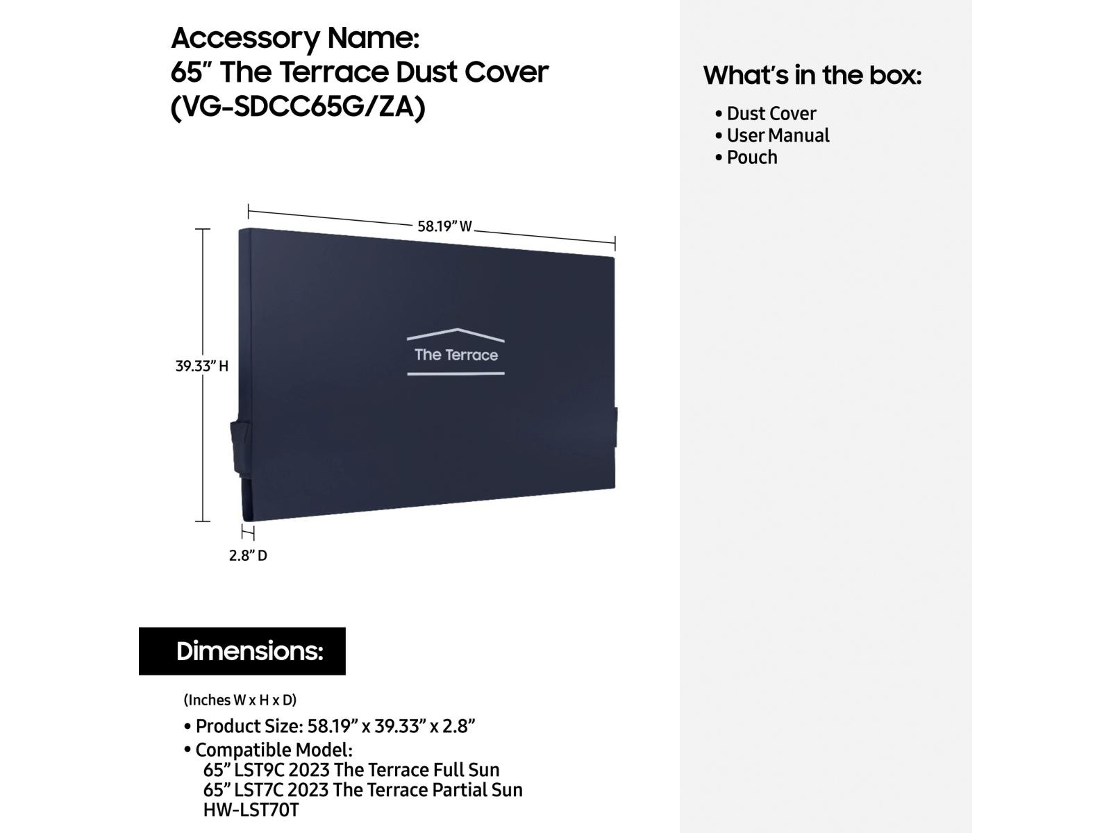 65" Class The Terrace Outdoor Dust Cover Dark Gray