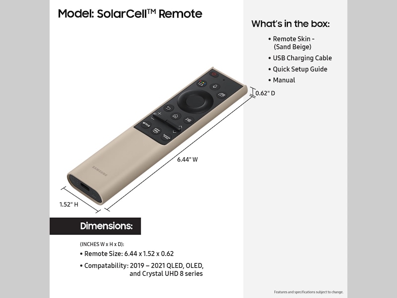 SolarCell Remote™ w/USB-C Charging Cable | Samsung US