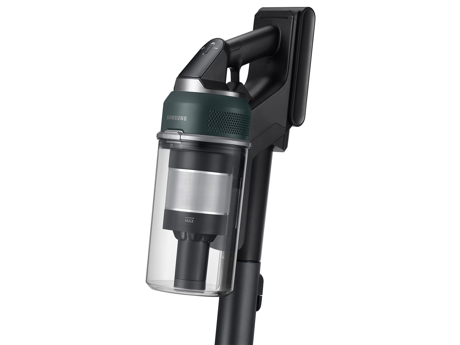 Angled view of Jet 85S Complete Cordless Stick Vacuum with 280AW Suction Power and Removable &amp; Longer Lasting Battery | Samsung US