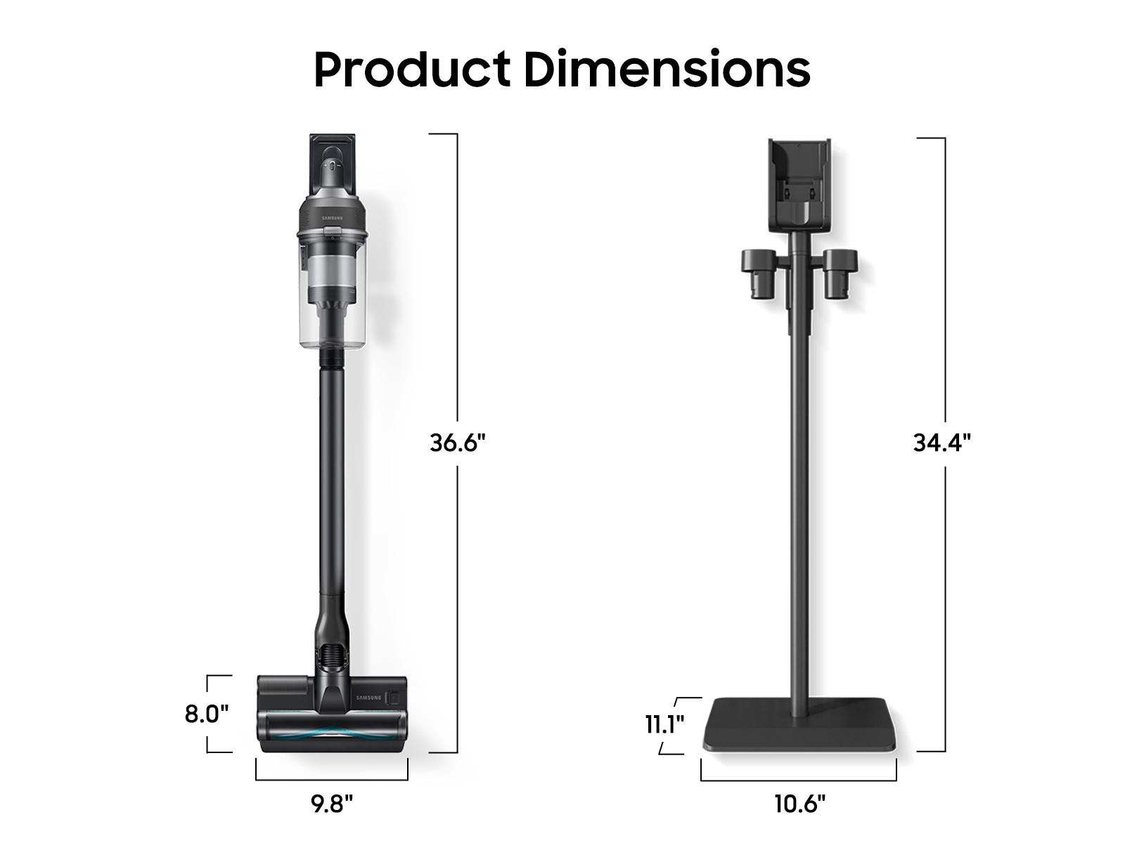 Jet 95S Stick Vacuum Cleaner 280W / 60min 2.49kg with the Slim LED Brush Soapstone Charcoal