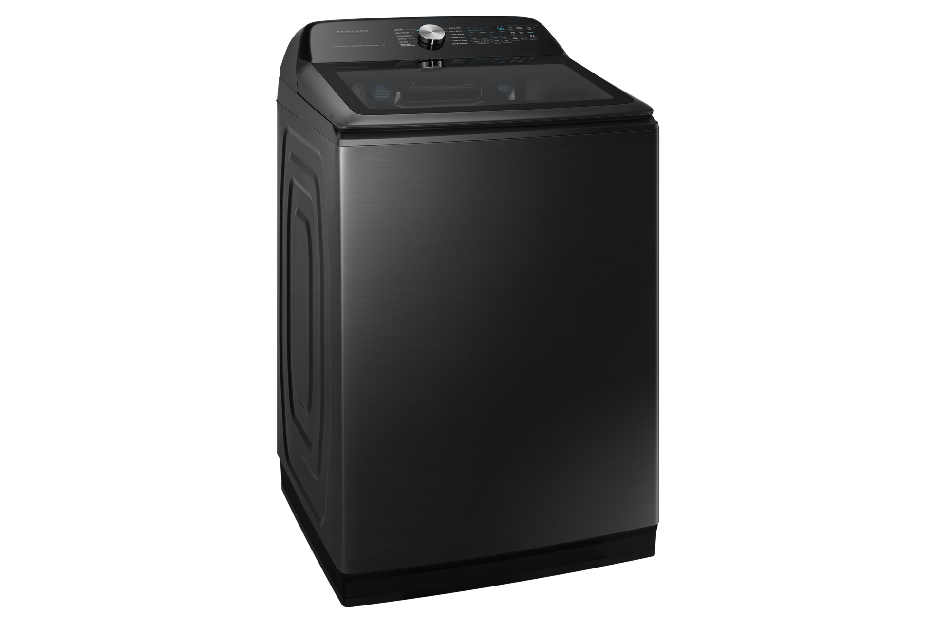 5.2 cu. ft. Large Capacity Smart Top Load Washer with Super Speed Wash in Brushed Black L-Perspective Black 