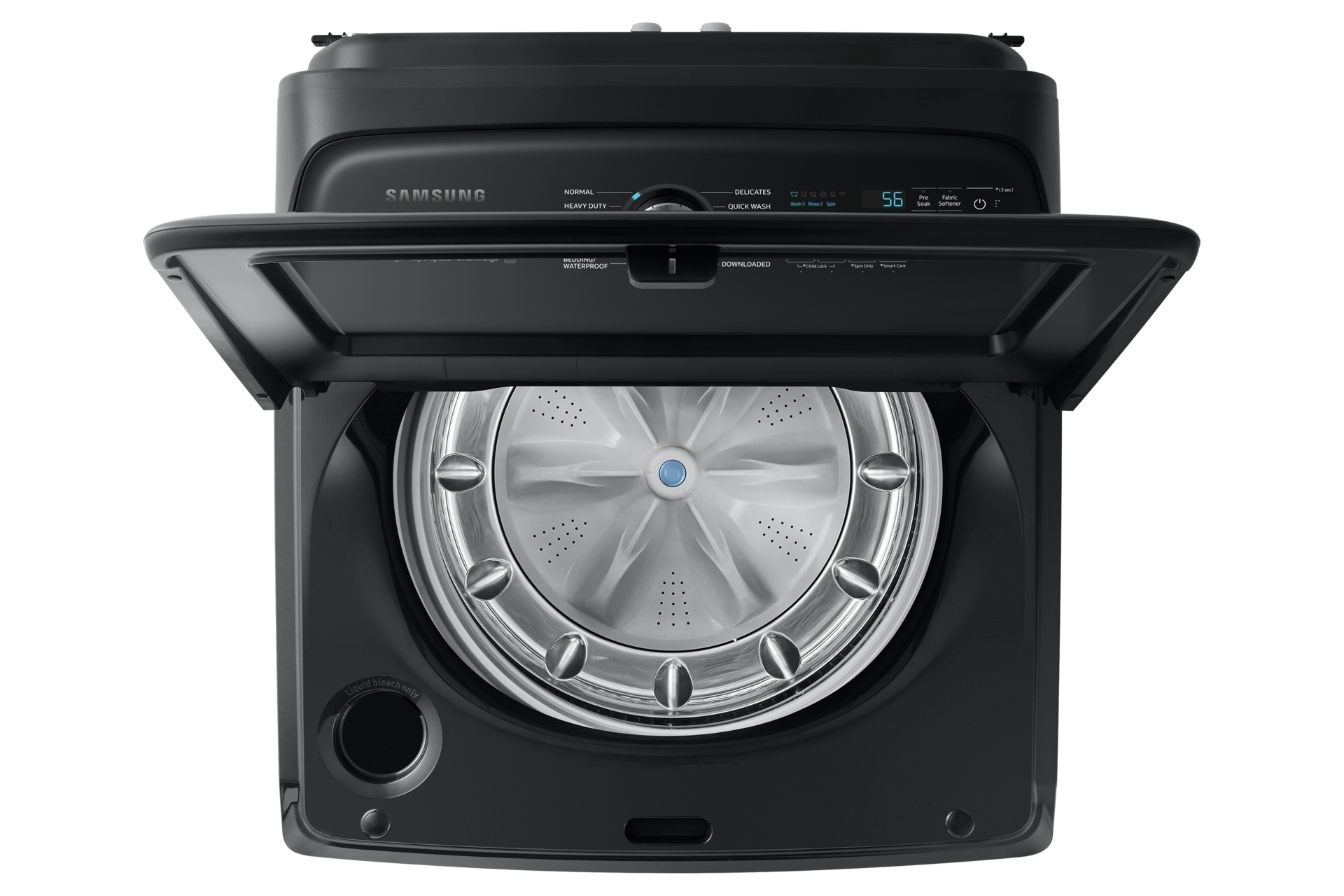 5.2 cu. ft. Large Capacity Smart Top Load Washer with Super Speed Wash in Brushed Black Top-Open Black 