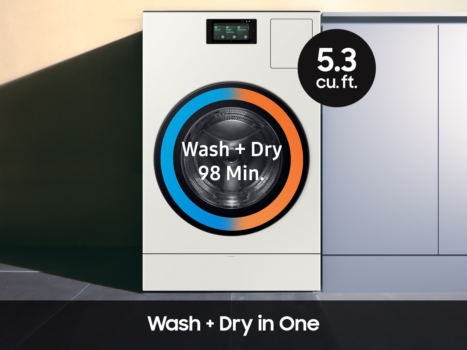 Bespoke AI All-in-One Ventless Combo AI Home 7" LCD Display AI OptiWash™ and Dry ㅤ5.3 cu. ft. Ivory