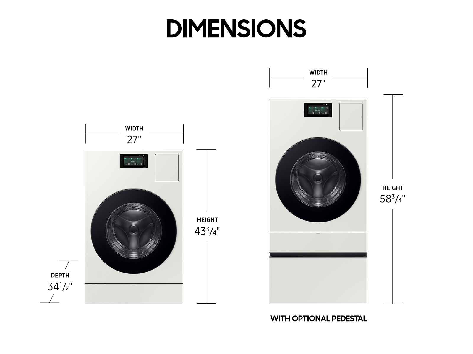 Bespoke AI All-in-One Ventless Combo AI Home 7" LCD Display AI OptiWash™ and Dry ㅤ5.3 cu. ft. Ivory