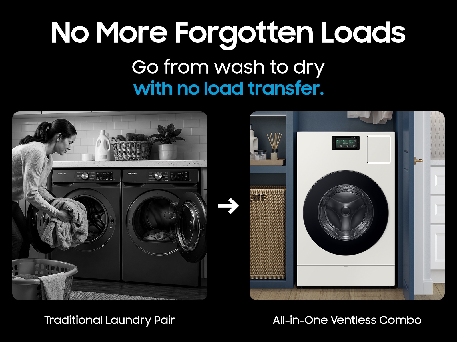 Bespoke AI All-in-One Ventless Combo AI Home 7" LCD Display AI OptiWash™ and Dry ㅤ5.3 cu. ft. Ivory