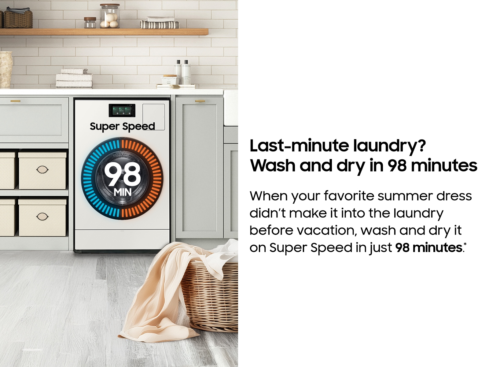 Bespoke AI All-in-One Ventless Combo AI Home 7" LCD Display AI OptiWash™ and Dry + 5.3 cu.ft. Ivory