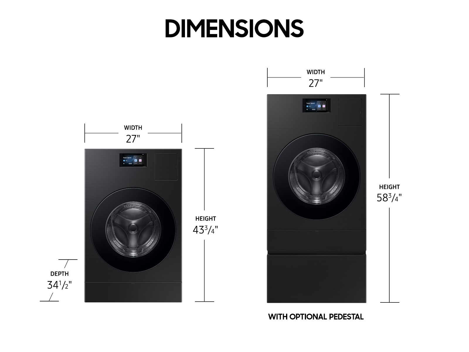 5.3 cu. ft. Bespoke AI Laundry Vented Combo™ All-in-One Ultra Capacity Washer and Electric Dryer with AI Home in Brushed Black Brushed Black