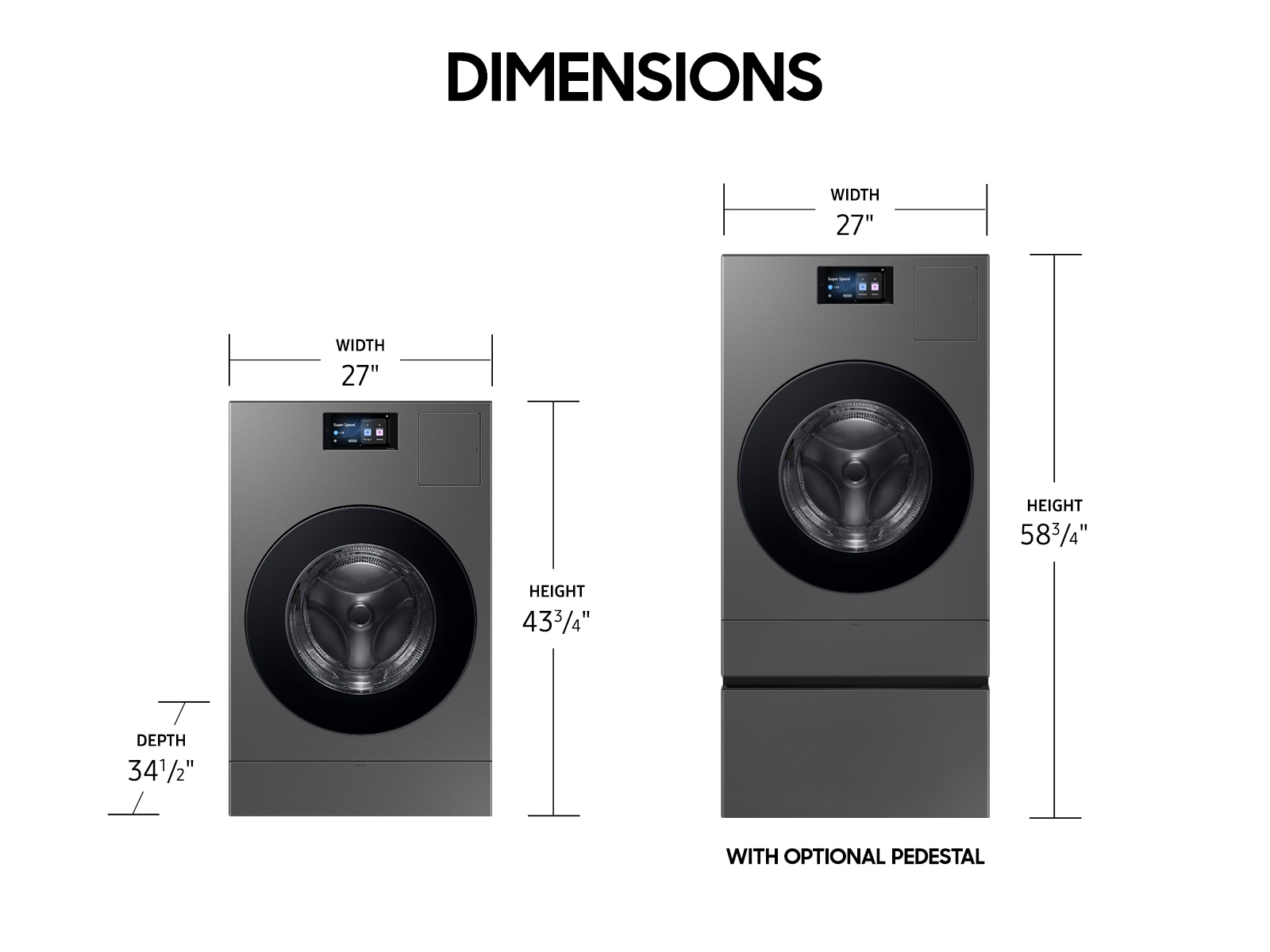 5.3 cu. ft. Bespoke AI Laundry Vented Combo™ All-in-One Ultra Capacity Washer and Electric Dryer with AI Home Dark Gray