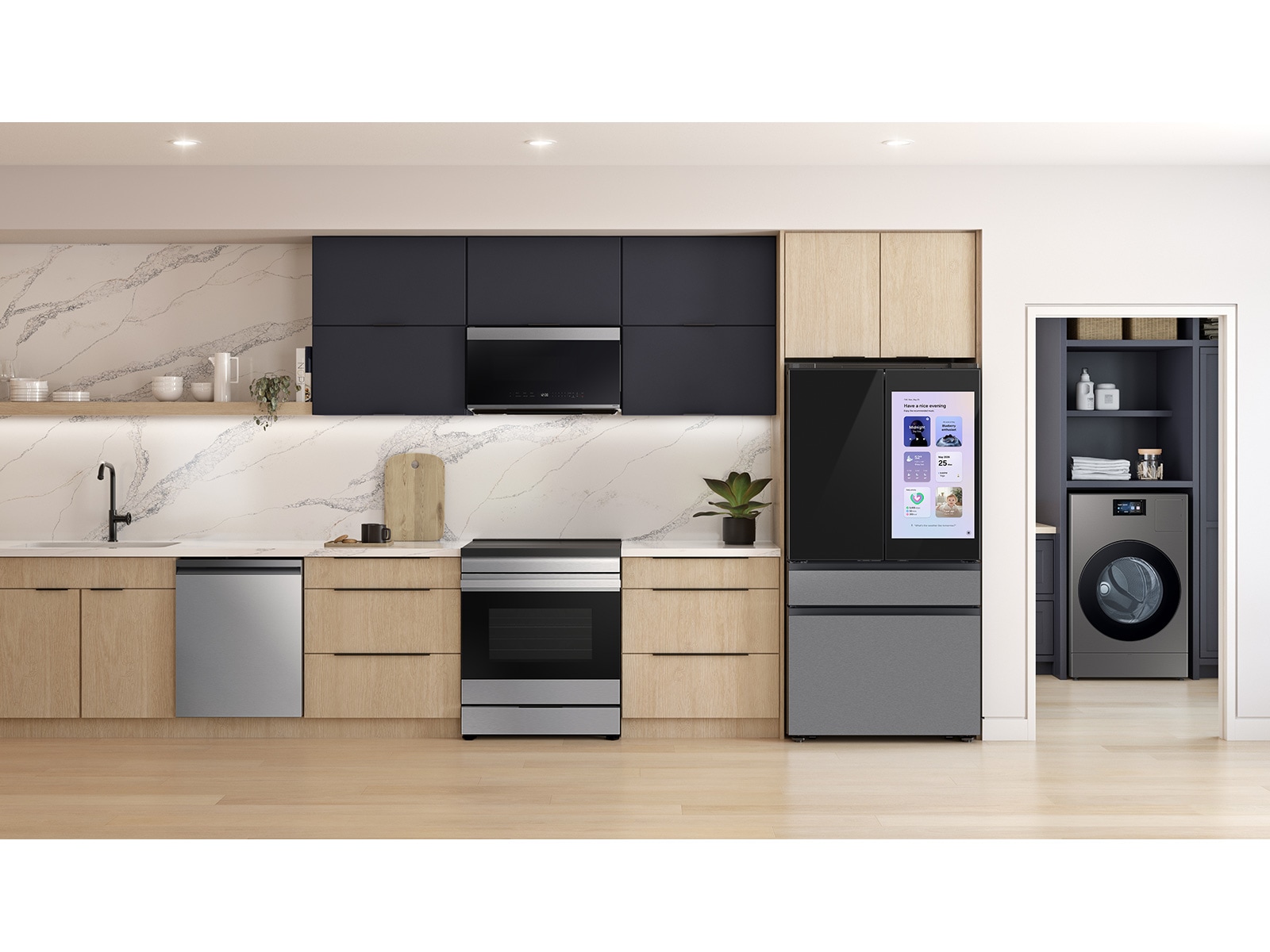 Bespoke AI All-in-One Vented Combo AI Home 7" LCD Display AI OptiWash™ &amp; Dry 5.3 cu.ft. Dark Steel