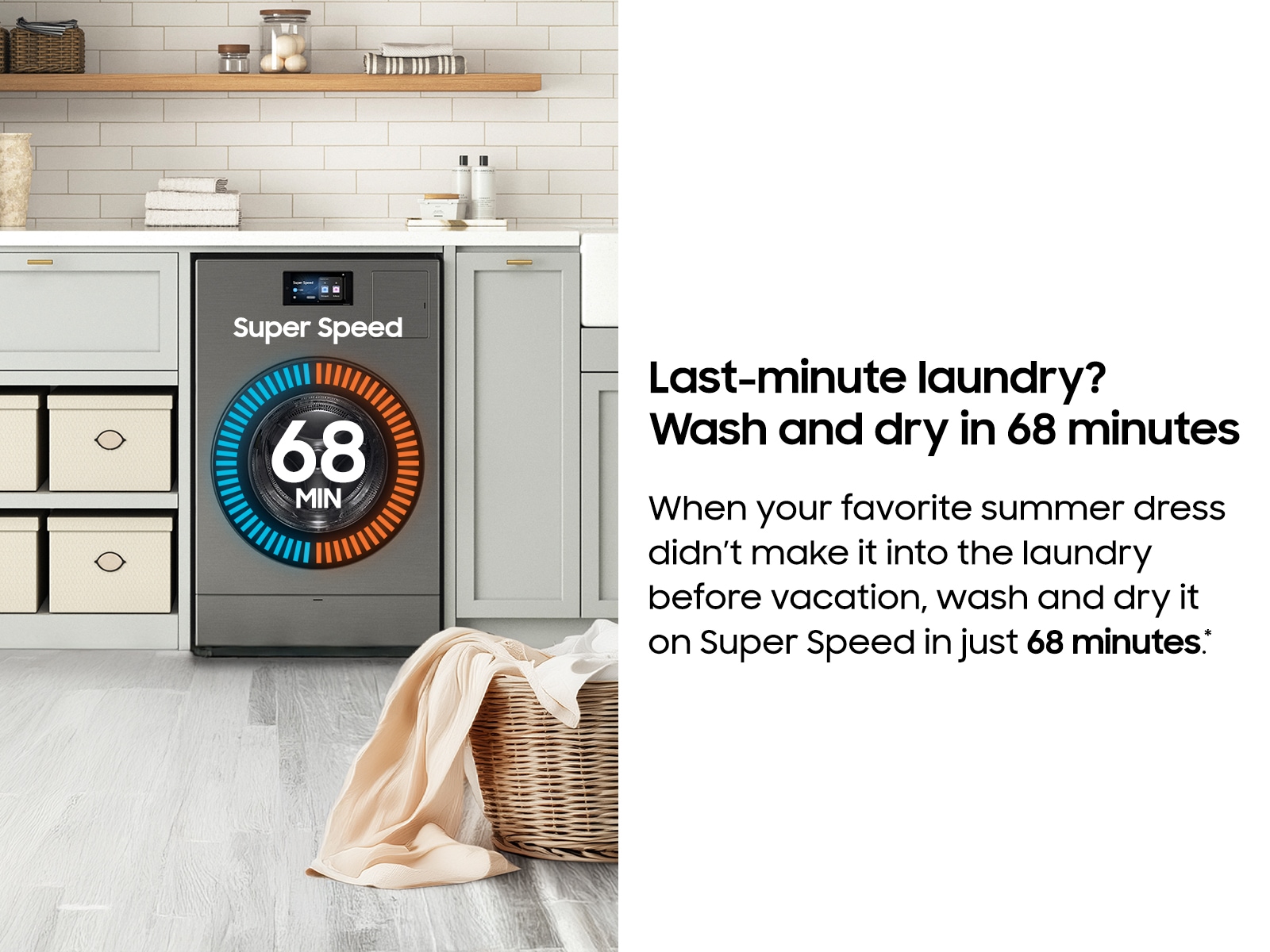 Bespoke AI All-in-One Vented Combo AI Home 7" LCD Display AI OptiWash™ and Dry + 5.3 cu.ft. Dark Steel