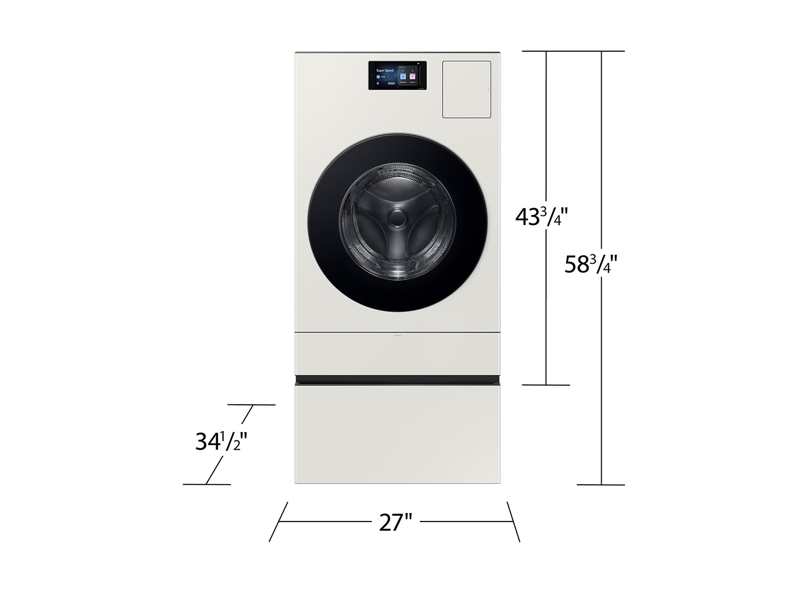 Bespoke AI All-in-One Vented Combo AI Home 7" LCD Display AI OptiWash™ &amp; Dry 5.3 cu.ft. Ivory