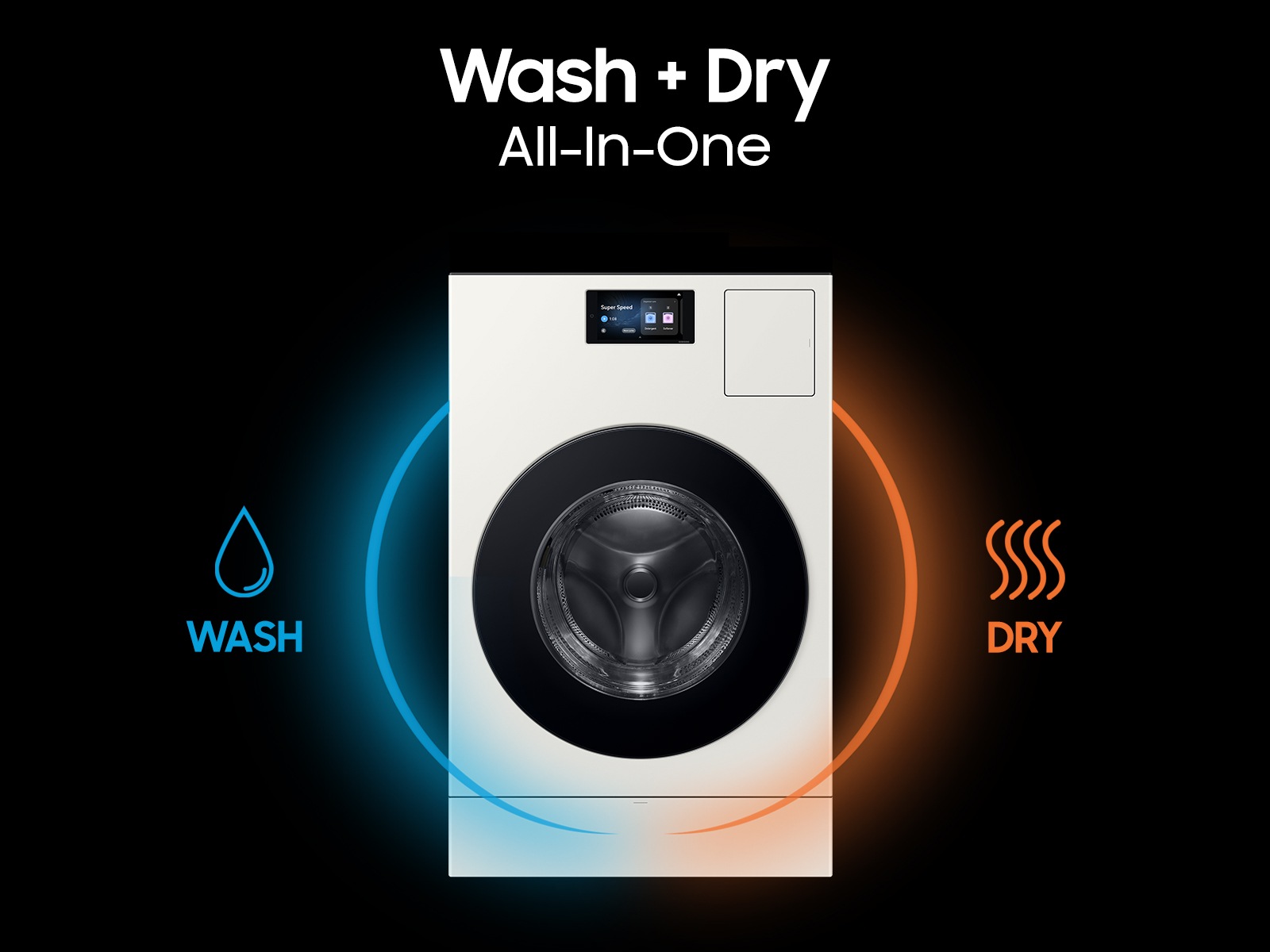 Bespoke AI All-in-One Vented Combo AI Home 7" LCD Display AI OptiWash™ &amp; Dry 5.3 cu.ft. Ivory