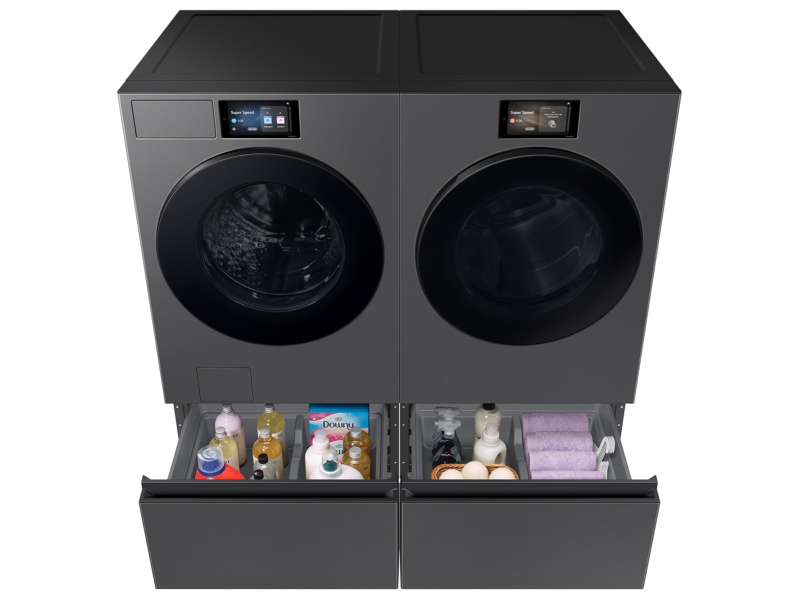 Bespoke 27" Wide Laundry Pedestal with Storage Drawer Dark Gray