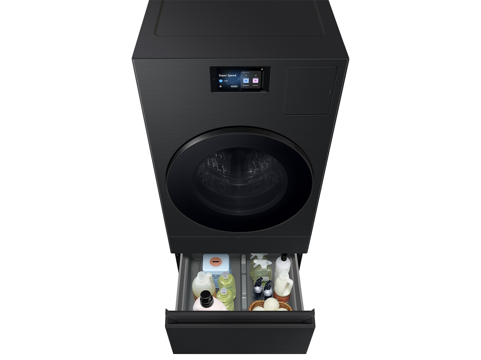 Bespoke AI Laundry Combo™ Pedestal with Storage Drawer in Brushed Black Brushed Black
