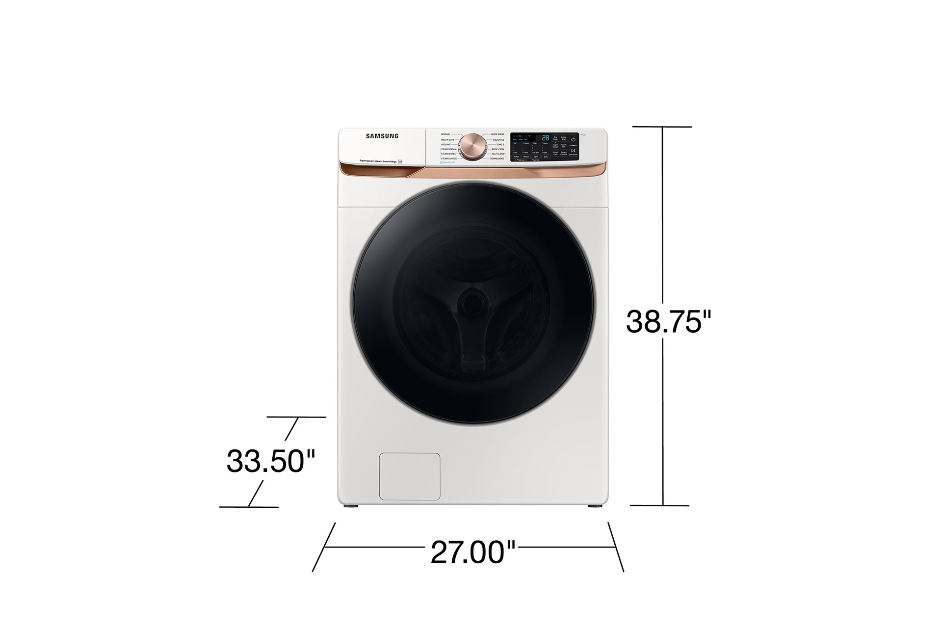 5.0 cu. ft. Extra Large Capacity Smart Front Load Washer with Super Speed Wash and Steam in Ivory Ivory White