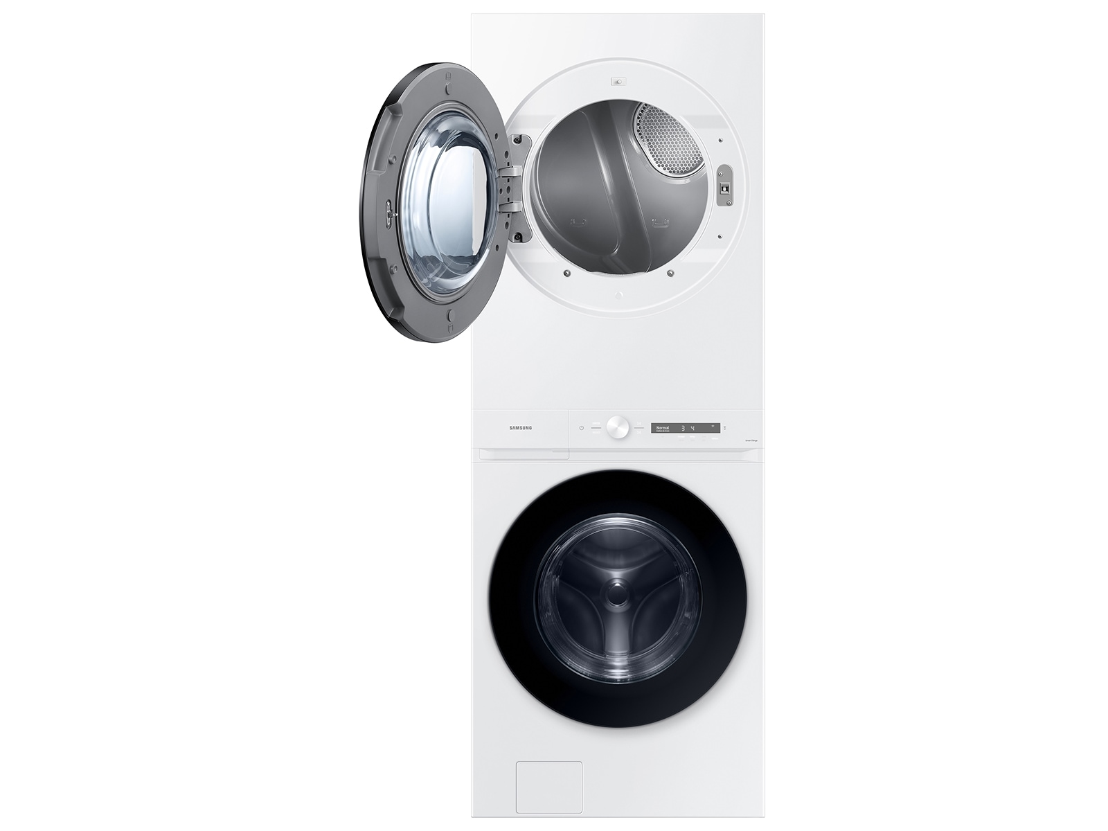 Bespoke 4.6 cu. ft. AI Laundry Hub™ Large Capacity Single Unit Washer with Steam Wash and 7.6 cu. ft. Gas Dryer in White White