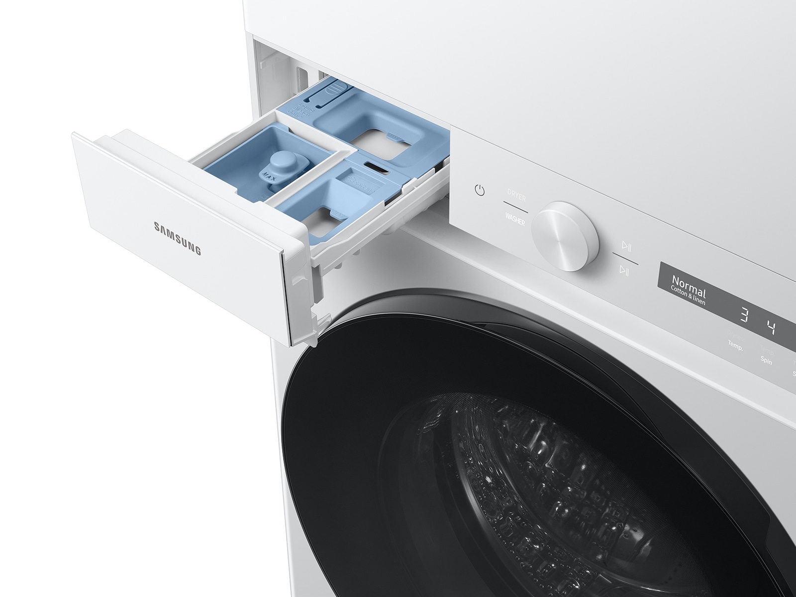 Bespoke 4.6 cu. ft. AI Laundry Hub™ Large Capacity Single Unit Washer with Steam Wash and 7.6 cu. ft. Gas Dryer in White White