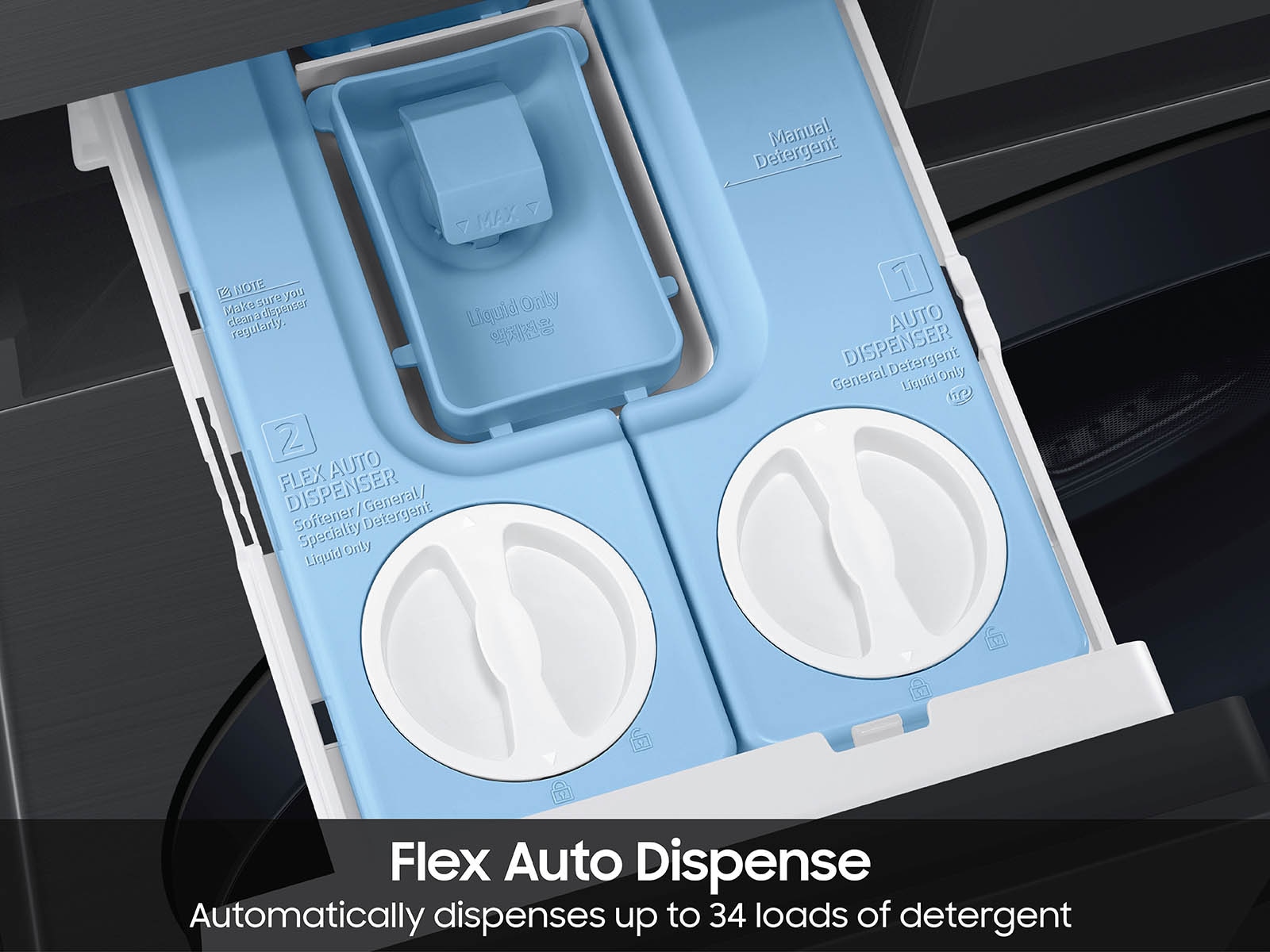 Bespoke AI Laundry Hub™ 4.6 cu. ft. Large Capacity Single Unit Washer with Flex Auto Dispense System and 7.6 cu. ft. Gas Dryer in Brushed Black