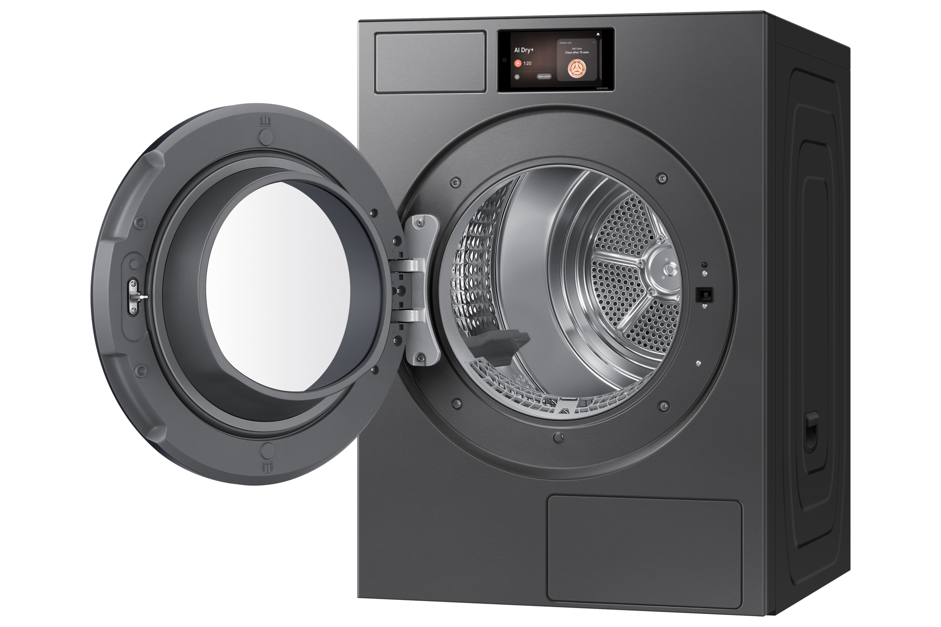Bespoke AI Laundry Dryer Hybrid Heat Pump 20kg R-Perspective-Open Gray 