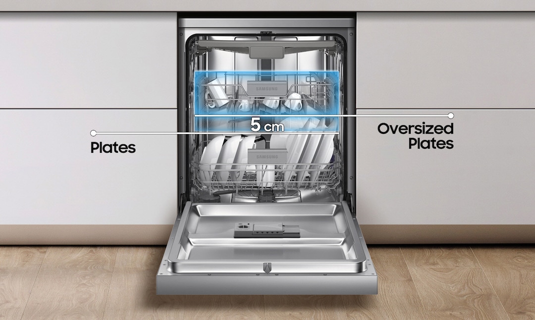 Capacidad de 14 cubiertos con tercera bandeja flexible
