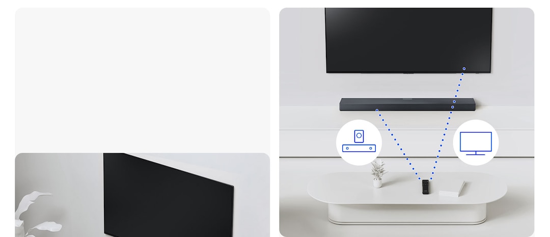 Barra de sonido conectada de forma inalámbrica a la TV