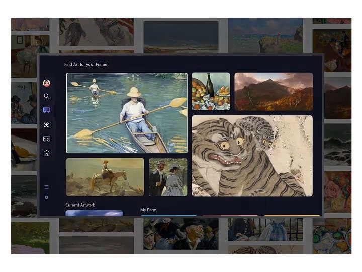 Pantalla de Samsung Art Store con varias pinturas