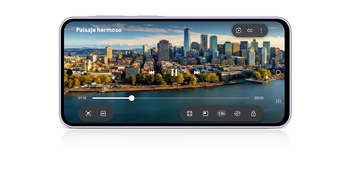 Pantalla del Galaxy A37 5G con una ciudad