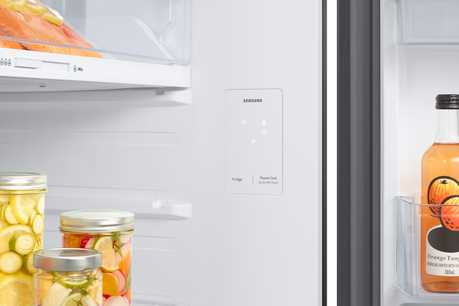 RT6300D Top Mount Freezer Refrigerator with AI Energy Mode Detail-Internal-Display Black 