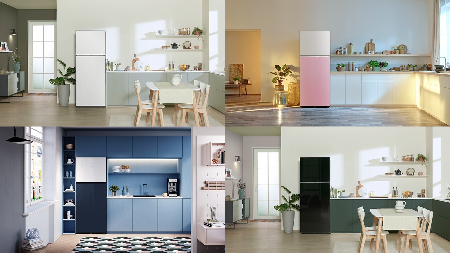 RT6300C of Clean White, Clean White and Clean Pink, Clean White and Clean Navy, Clean Black door are installed in kitchen of various interior design.