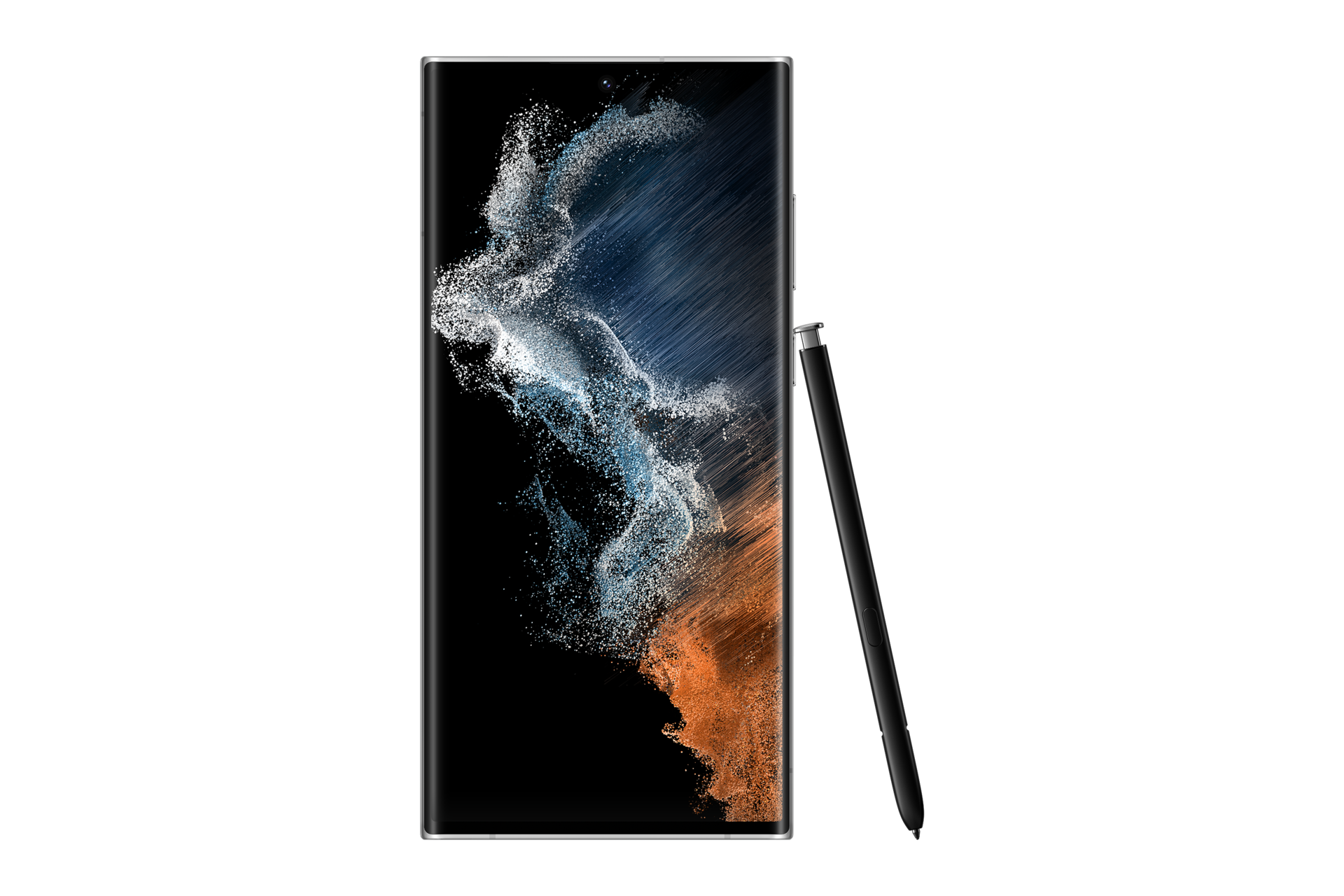 Mặt trước điện thoại Samsung S22 Ultra Phantom white - màu trắng Phantom 512 gb với bút S Pen kèm theo. Tham khảo giá bán Samsung S22 Ultra ưu đãi.