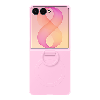 Galaxy Z Flip8 Silicone Ring Magnet Case Front2 Pink 