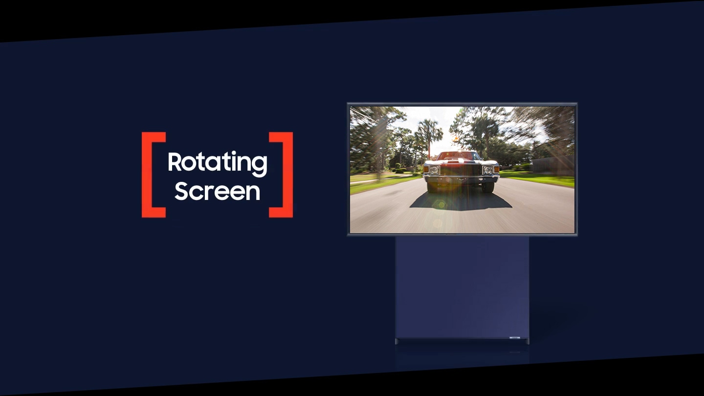 The words Rotating Screen and The Sero is on display in parallel. The Sero rotates from horizontal to vertical.