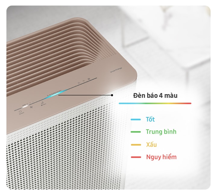 4-Color Indicator measures air purity in four colors - blue, green, yellow and red and it is located on the top of the AX3100 allowing you to check the air quality is low or high in a single glance.