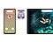 Three products are lined up from left to right: Galaxy A23 5G, Buds2 with the case lid opened and a Galaxy tablet. An incoming call from Christina Adams is shown on the smartphone screen while the tablet shows scuba diving-related content being played. On the top of both screens of the smartphone and the tablet, a bubble has popped up to notify of the call and that the user could take the call with the Buds2.