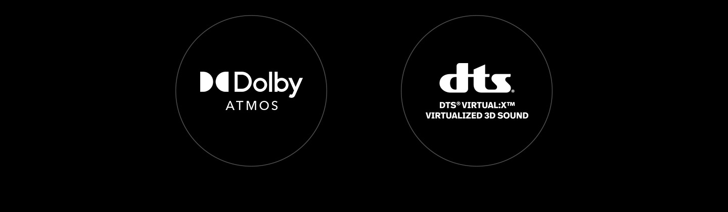 Dolby Atmos and DTS Virtual:X logo.