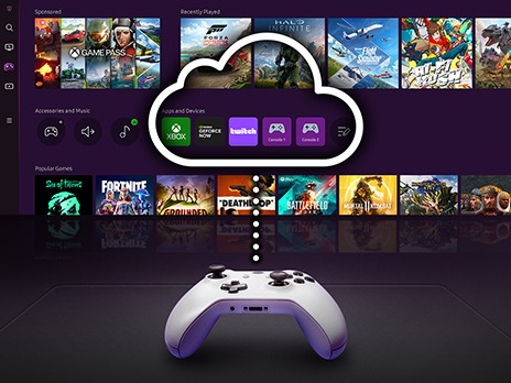 Màn hình Odyssey hiển thị màn hình chính của Gaming Hub.