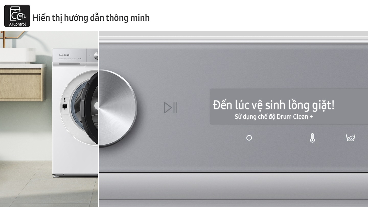 Hai bộ máy giặt và máy sấy được đặt khác nhau ở hai không gian sống riêng biệt. Chu trình sấy được thiết lập tự động.