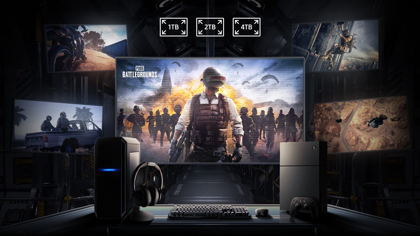 990 PRO có khả năng chơi nhiều game khác nhau như BATTLEGROUNDS của PUBG với dung lượng 4TB. 990 PRO có các mức dung lượng 1TB, 2TB và 4TB.